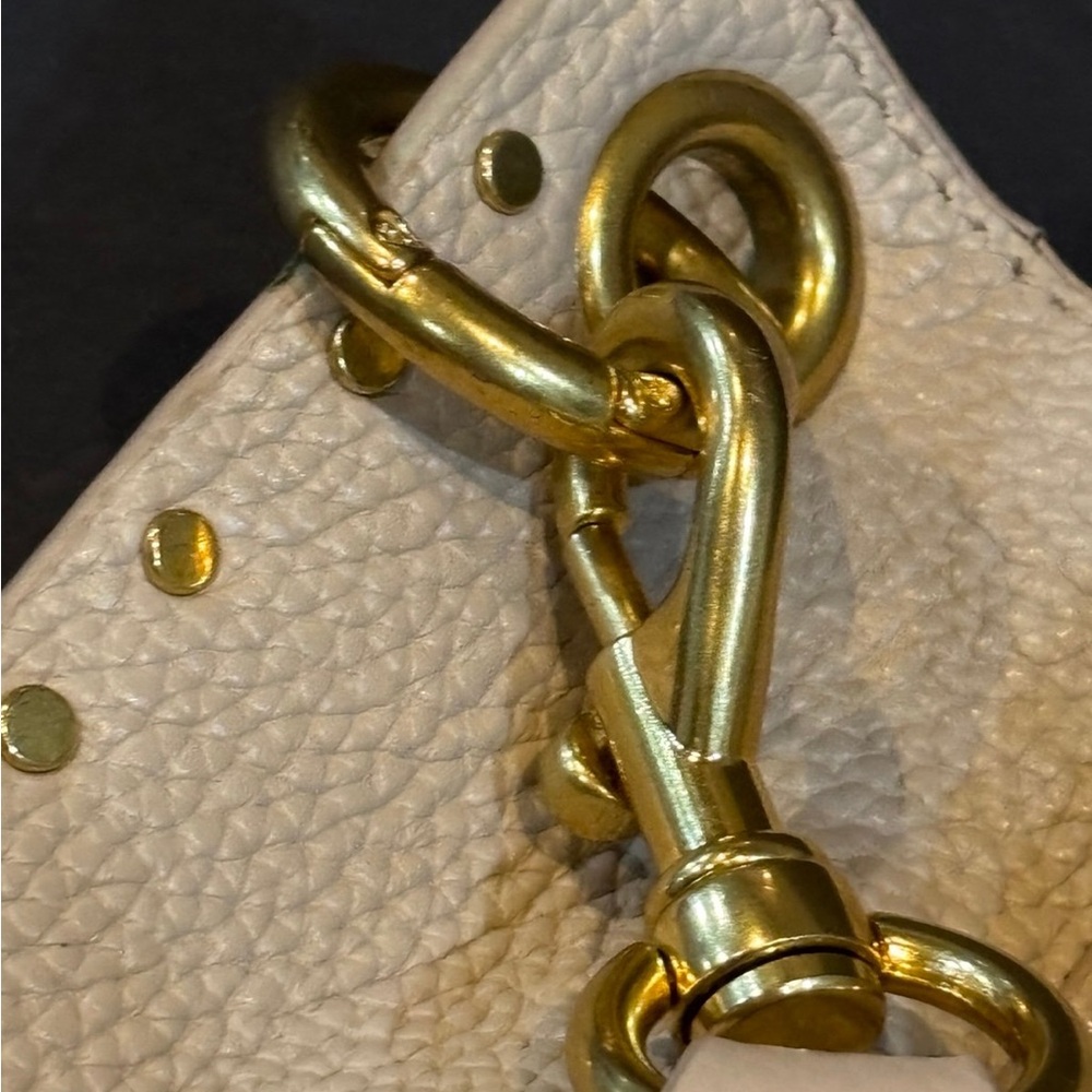 Rebecca Minkoff Darren Leather Shoulder Bag Pebbled Leather Cream Gold Hardware - Picture 6 of 13